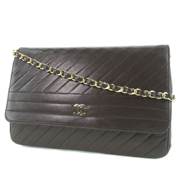 Chanel Chain Shoulder Lambskin Dark Brown Shoulder Bag - Picture 2 of 11